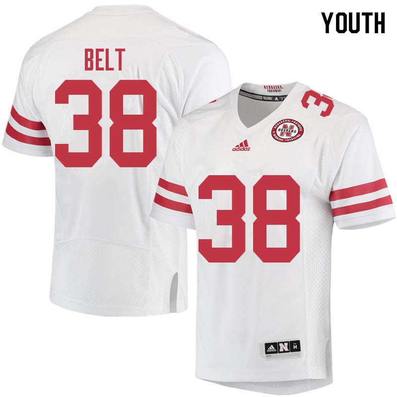 Youth #38 Brody Belt Nebraska Cornhuskers College Football Jerseys Sale-White